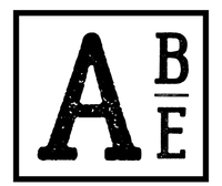 ABE logo: A black square outline with the "A" in the center and "B" and "E" stacked on top of each other to the right.