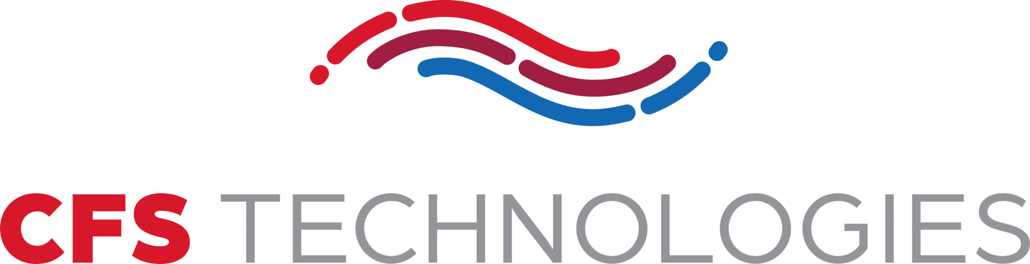 CFS Technologies Logo: Red, maroon, and blue curving lines sitting above the company name.
