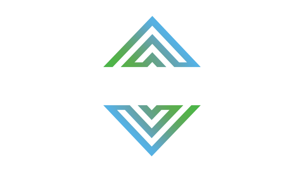 The white Apprenticely logo. A green and blue diamond shape is split above and below the middle of the word.